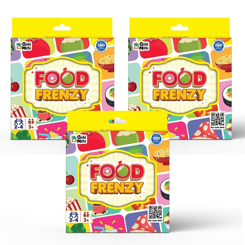 GiniMini Food Frenzy – Educational Card Game for Kids Ages 3+ | 57 Food-Themed Cards & Manual | Improves Vocabulary, Observation & Thinking (Pack of 3) - Image 1