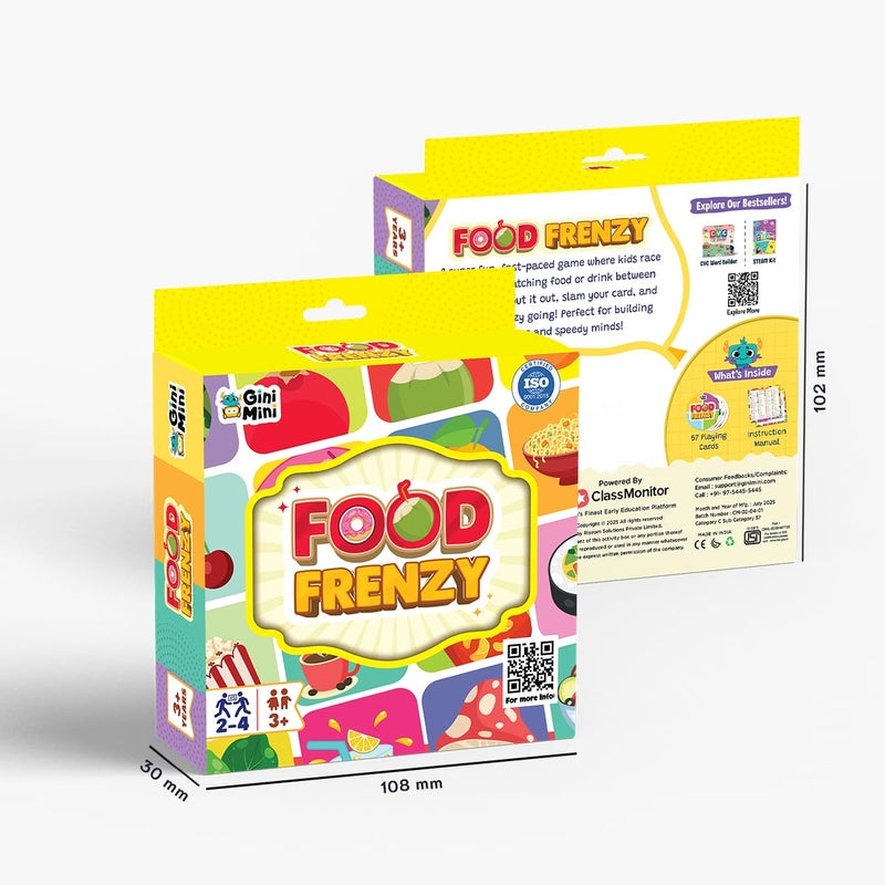 GiniMini Food Frenzy – Educational Card Game for Kids Ages 3+ | 57 Food-Themed Cards & Manual | Improves Vocabulary, Observation & Thinking (Pack of 3) - Image 5