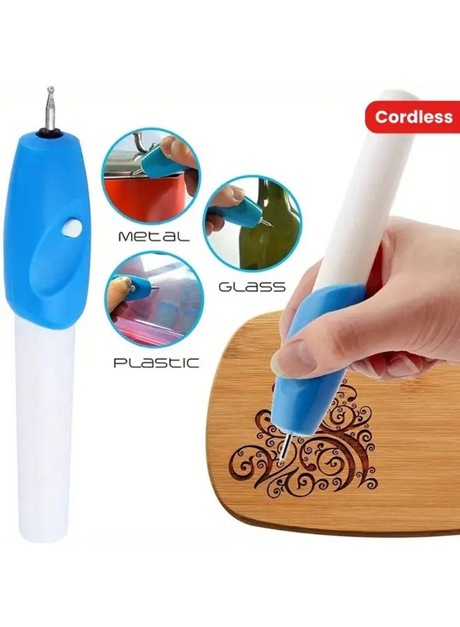 White Cordless Mini Electric Engraving Pen Precision Etching Tool - Image 1
