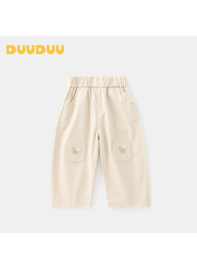 Duuduu Kids Children's Pants Toddler Casual Pants Spring Autumn Baby Loose Sports Pants Infant Outdoor Long Pants Apricot 110 - Image 1