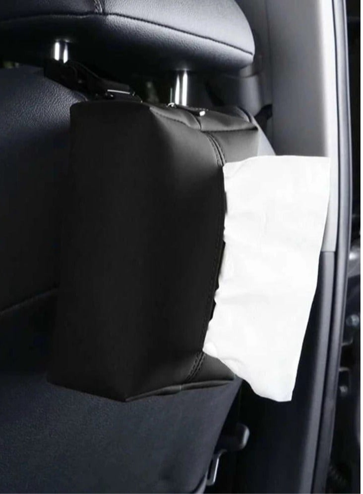 Fstyle Car Tissue Holder, Visor Tissue Holder Car Tissue Holder for Car PU Leather Tissue Box Holder for Car Sun Visor & Seat Back  - Image 2