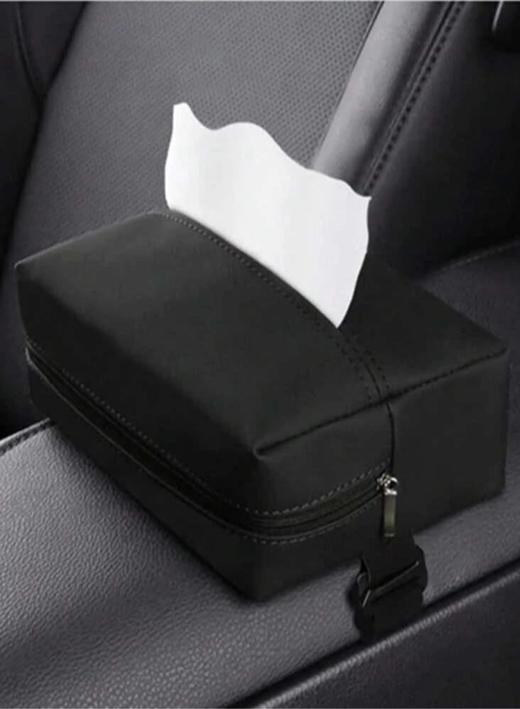 Fstyle Car Tissue Holder, Visor Tissue Holder Car Tissue Holder for Car PU Leather Tissue Box Holder for Car Sun Visor & Seat Back  - Image 3