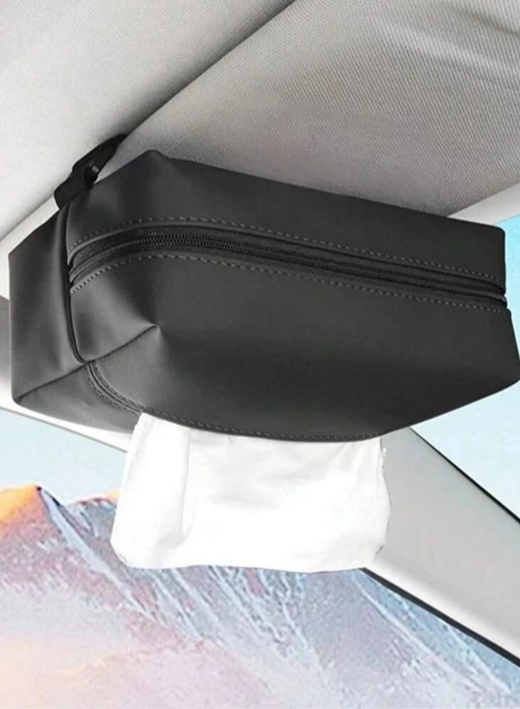 Fstyle Car Tissue Holder, Visor Tissue Holder Car Tissue Holder for Car PU Leather Tissue Box Holder for Car Sun Visor & Seat Back  - Image 4