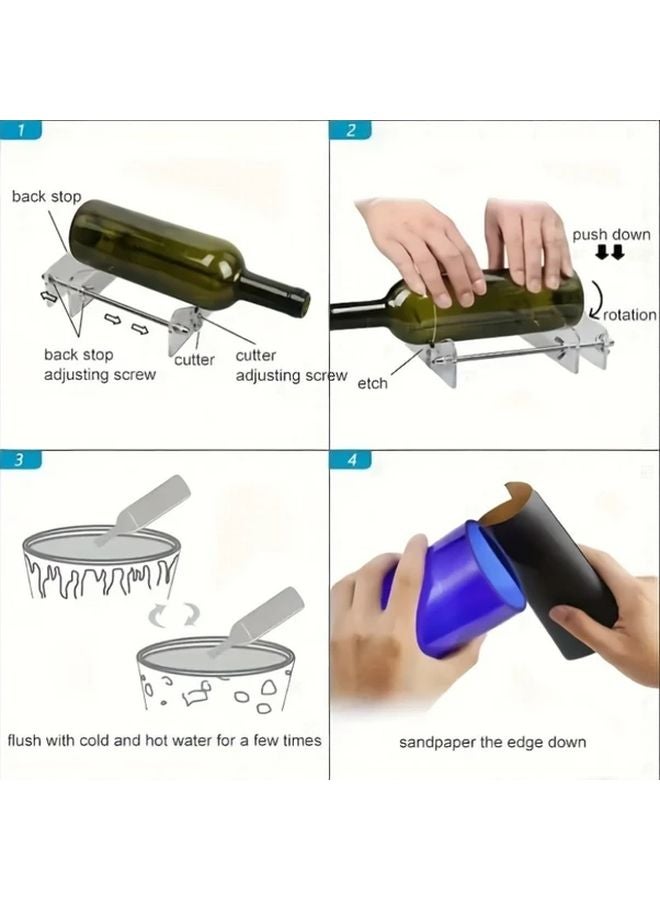 Glass Bottle Cutting Kit 4pcs Stainless Steel Tool Set For Wine Beer Spirits - Image 5