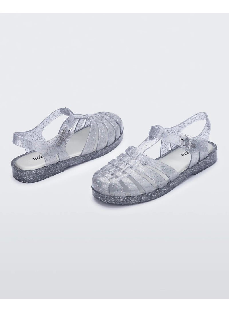 melissa Women's Possession Shiny Jelly Shoe Summer in Glitter Clear Silver - Image 2