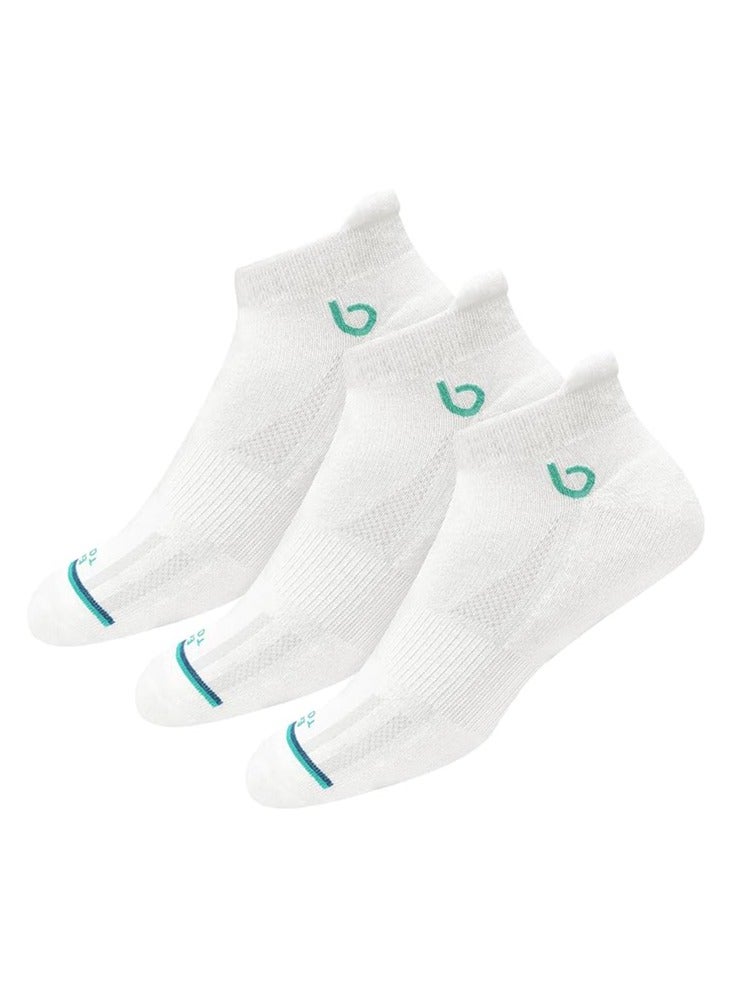 BAMBOS BAMBOS Unisex Eco Touch Athletic Ankle Bamboo Socks for Men & Women Running, Badminton & Gym, Pack of 3 (Size UK 7-11, White) - Image 1