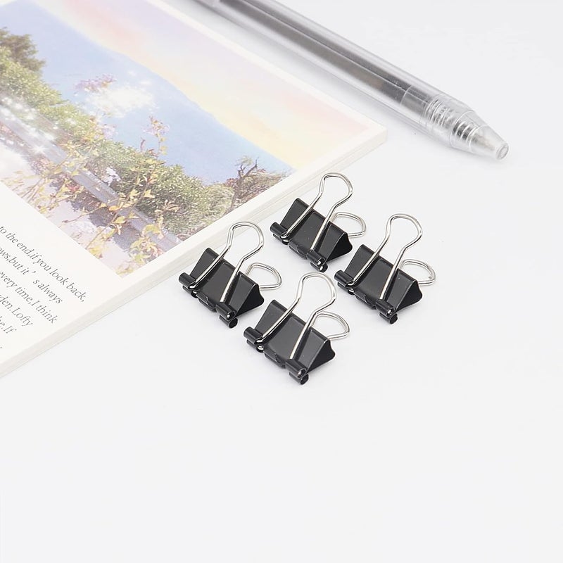 YCVIORING Mini Binder Clips, Paper Clip, Small Paper Clamps 15mm (5/8 inch), 100 Pack Micro Size Office Clips for Home School and Business (Black) - Image 3