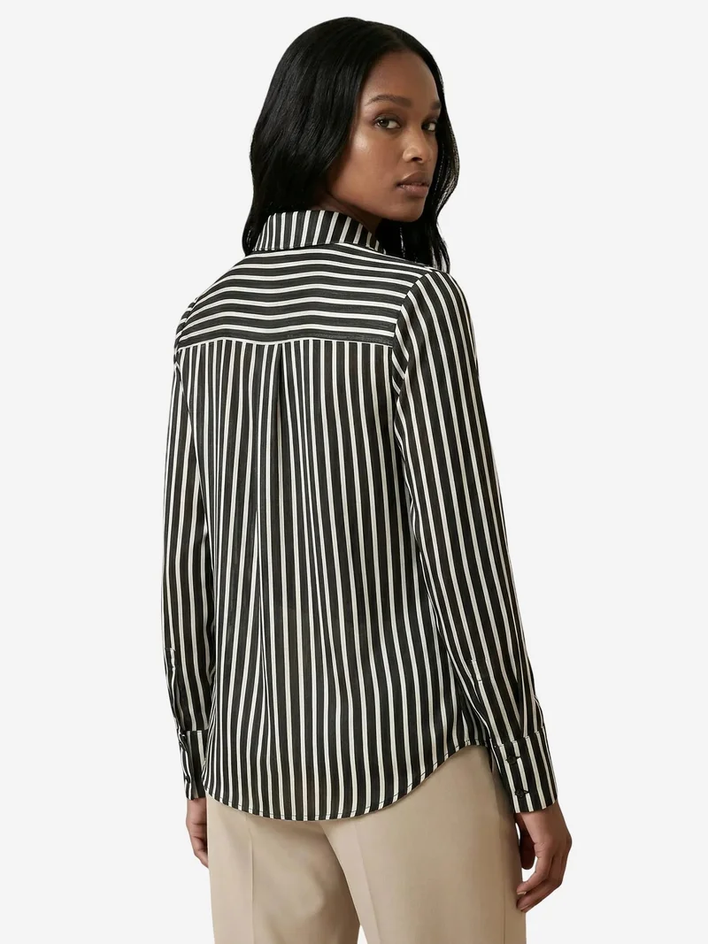My Fashion Black MY FASHION Striped Long-Sleeve Button-Front Shirt for Women | Best Price UAE