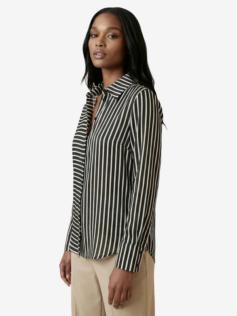 My Fashion Black MY FASHION Striped Long-Sleeve Button-Front Shirt for Women | Best Price UAE