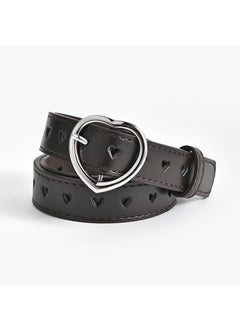 Childrens Short Size Love Buckle Decorative Fashion Womens Belt Full Holes Peach Heart Holes Jeans Belt Women Coffee