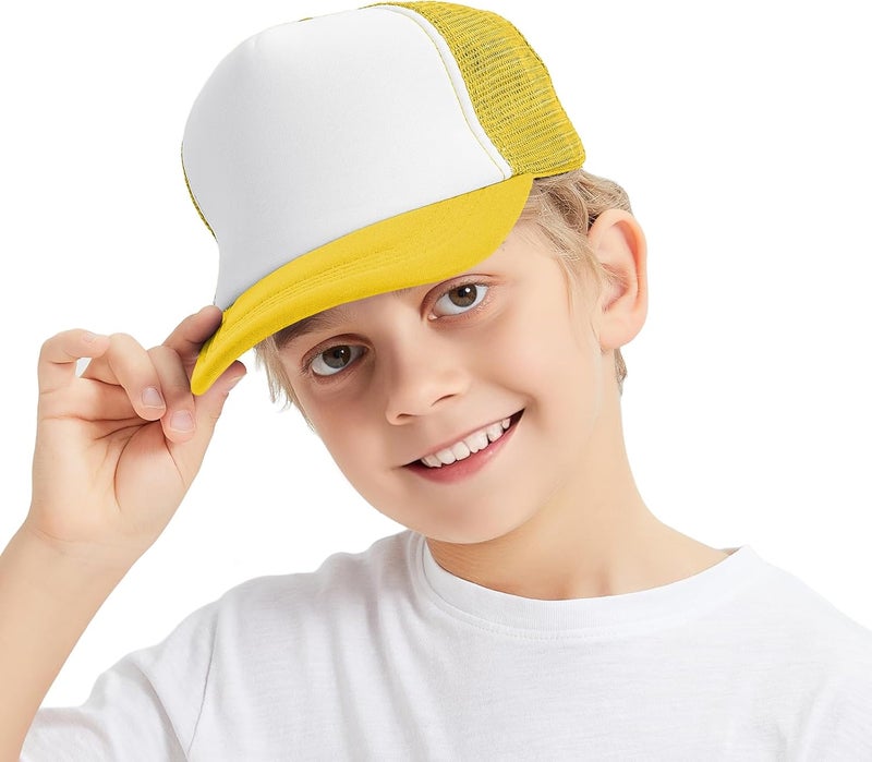 TopTie Kids 5 Panel Trucker Cap Mesh Snapback Hat Foam Front for Boys Girls Aged 3-7 Years Old - Image 1