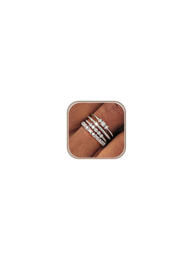ORAZIO Gold Stackable Rings for Women Non Tarnish Dainty 14K Gold Plated Thin Knuckle Thumb Ring Set Cubic Zirconia Statement Engagement Promise Wedding Stacking Rings for Women Size 6-10, Gemstone - Image 1