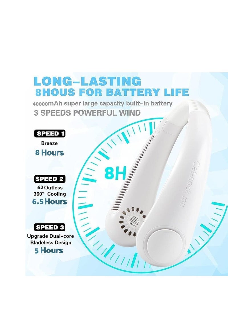 BGM Portable Neck Fan,Hands Free Bladeless Fan, 360° Cooling Personal Wearable Fan 3 Speeds 4000mAh Rechargeable Battery Operated, No Hair Twisting, Headphone Design Neck Fan for Women Men  - Image 4