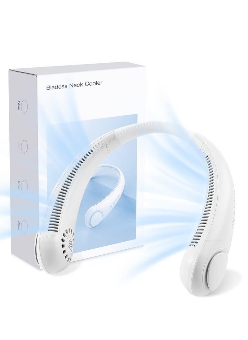 BGM Portable Neck Fan,Hands Free Bladeless Fan, 360° Cooling Personal Wearable Fan 3 Speeds 4000mAh Rechargeable Battery Operated, No Hair Twisting, Headphone Design Neck Fan for Women Men  - Image 1