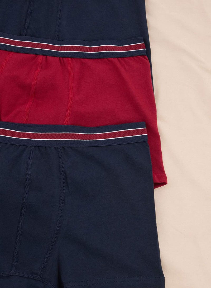 trendyol Burgundy-Navy Blue 3 Pack Cotton Flexible Boxer - Image 2