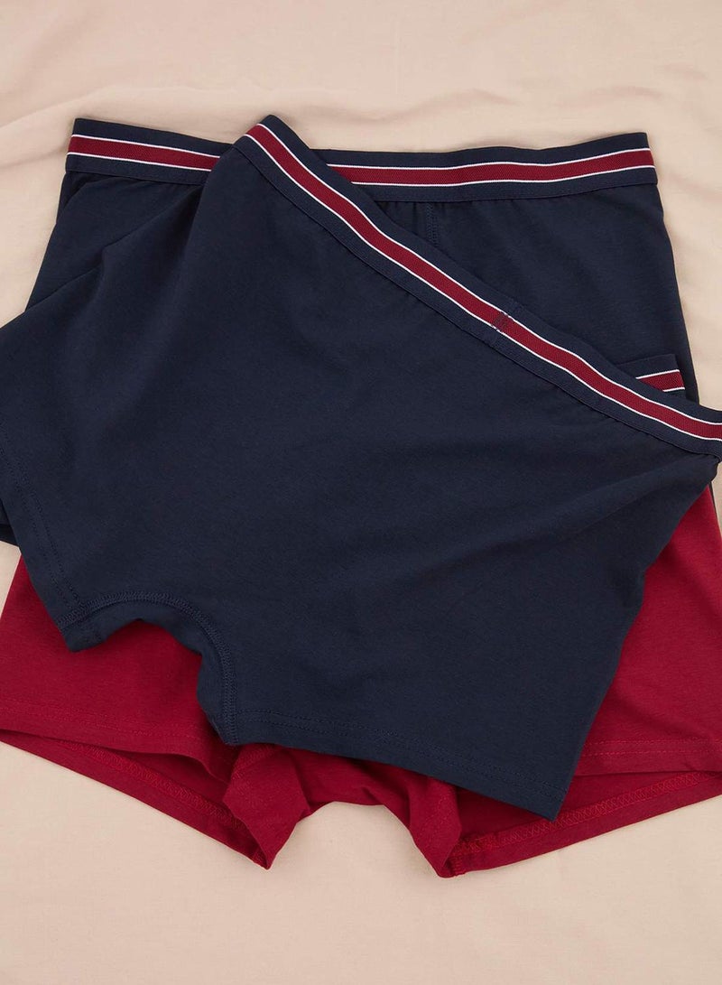 trendyol Burgundy-Navy Blue 3 Pack Cotton Flexible Boxer - Image 3