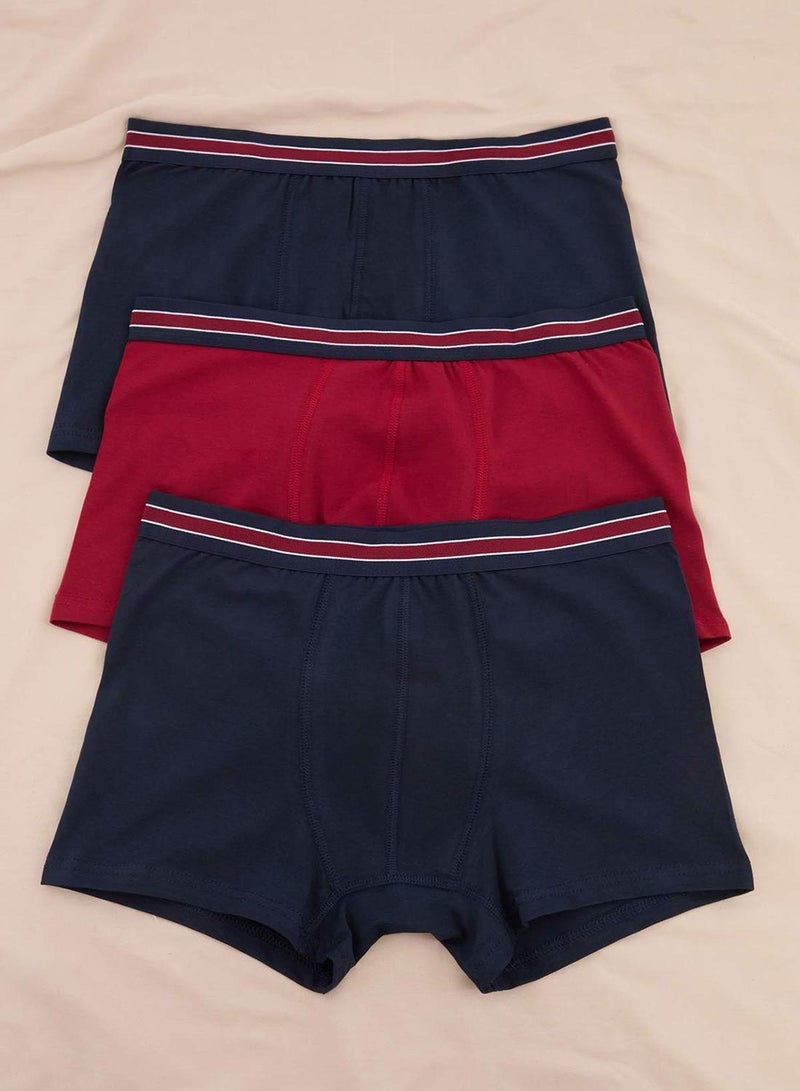 trendyol Burgundy-Navy Blue 3 Pack Cotton Flexible Boxer - Image 1