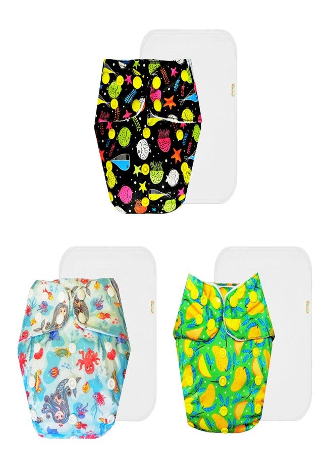 Dumbledo Premium Cloth Diaper with Cotton Insert (Pack of 3) | Dry Feel and Comfortable | 6-Layer Absorbent Pad | Adjustable Snaps | Perfect for Indian Summers | 3 Months - 3 Years | Unisex Baby - Image 1