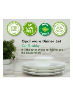 Melrich Melrich 12 Piece Opal ware Dinner Set Dishwasher Safe Microwave Safe BPA Free Dinner Plate Dessert Plate Serving Bowl Medium and Soup Bowl Serving Plate  - Image 3