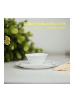 Melrich Melrich 12 Piece Opal ware Dinner Set Dishwasher Safe Microwave Safe BPA Free Dinner Plate Dessert Plate Serving Bowl Medium and Soup Bowl Serving Plate  - Image 5