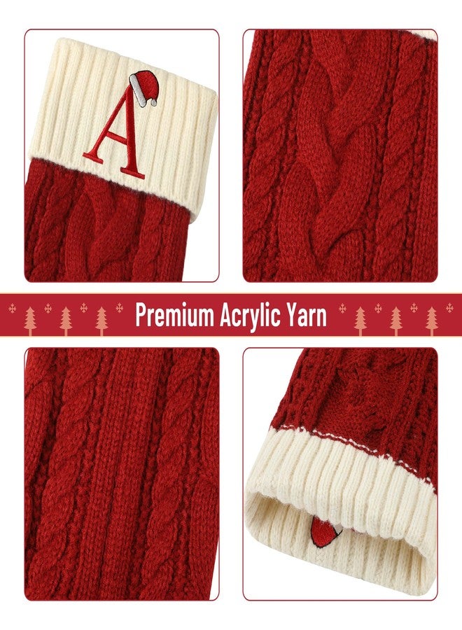 Mr. Pen- Christmas Stockings with Initials, 18", Letter A, Red and Cream, Cable Knit Stockings for Christmas, Cable Knit Christmas Stocking for Christmas, Large Knit Stockings Christmas - Image 3