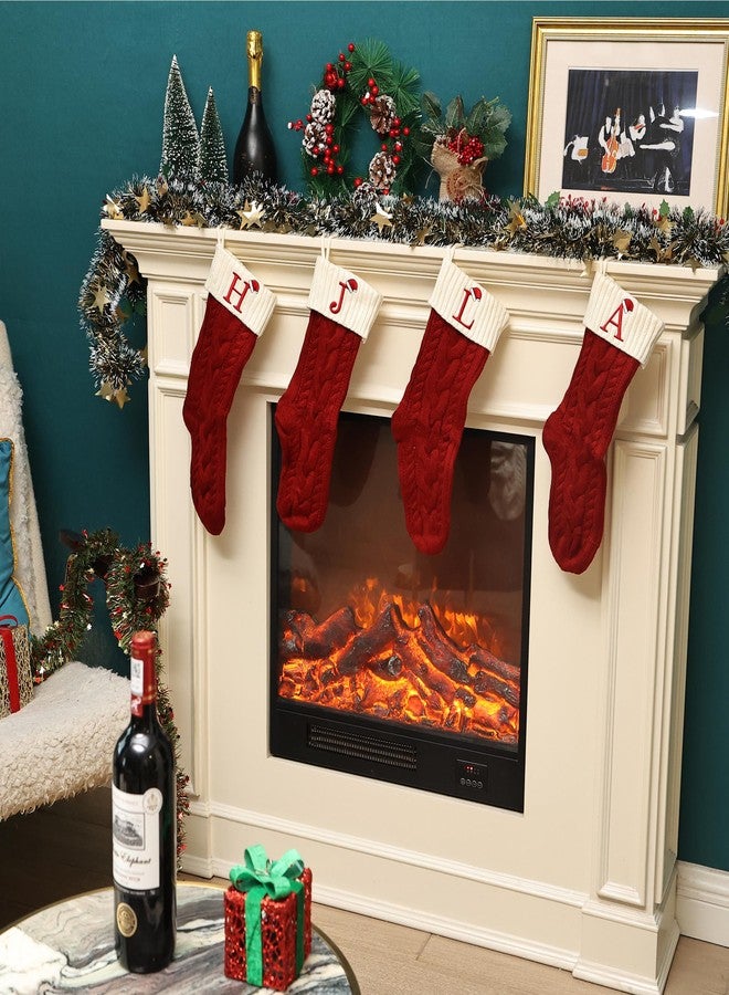 Mr. Pen- Christmas Stockings with Initials, 18", Letter A, Red and Cream, Cable Knit Stockings for Christmas, Cable Knit Christmas Stocking for Christmas, Large Knit Stockings Christmas - Image 4
