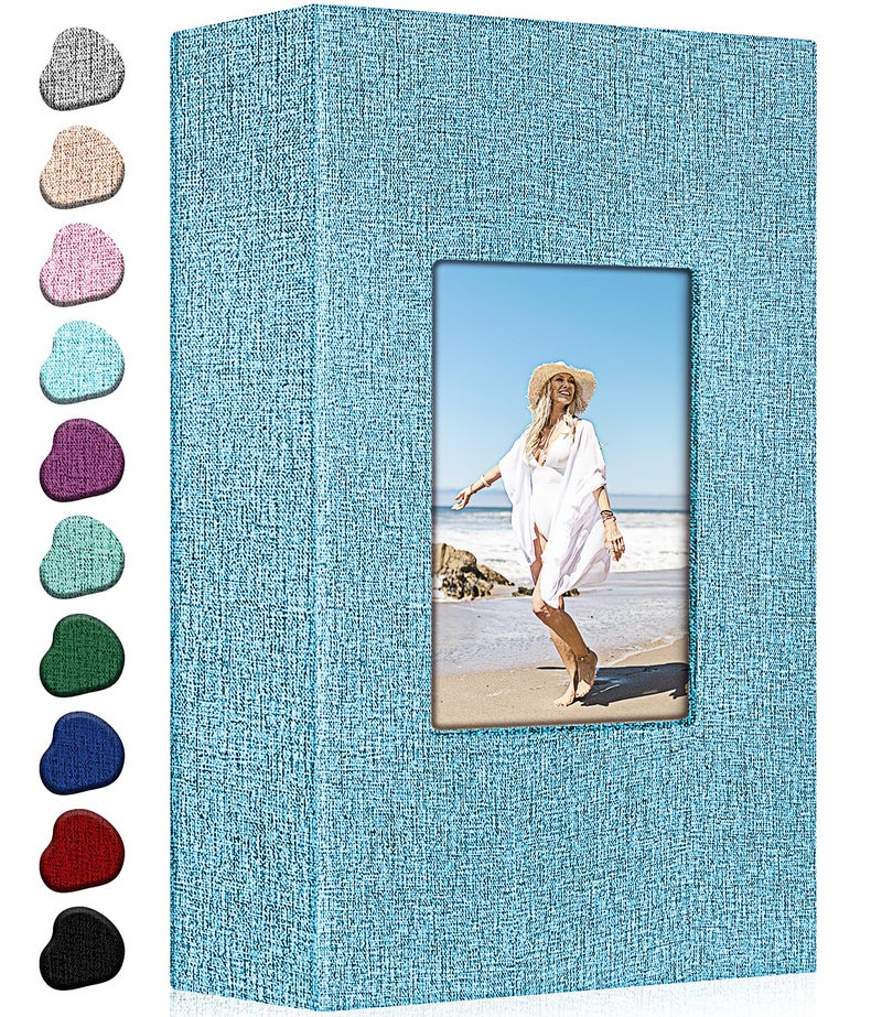EJBLFE Ejblfe Photo Album 4x6 Linen Cover Slide-in Photo Album Book Can Holds 300 4x6 Photos with 50 Black Sheets for Family Wedding Baby and Holiday Pictures (Blue)  - Image 1