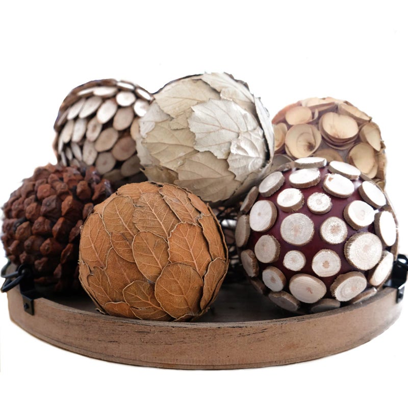 CIR OASES CIR OASES Decorative Balls for Centerpiece 6 PCS 35 Inch Natural Tone Bowl  Vase Fillers for Home Decoration Dough Basket Fillers 