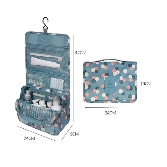 KERFORA MultiFunctional 5 cm Travel Organizer Bag Toiletry Cosmetics Pouch Makeup or Shaving Kit for Men Women Hanging Travel Toiletry Bag Color May Vary - Image 2