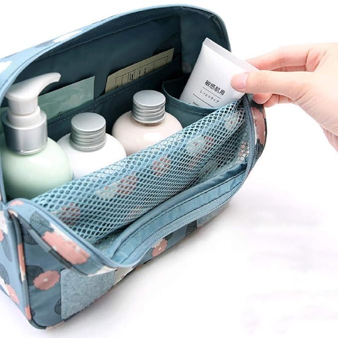 KERFORA MultiFunctional 5 cm Travel Organizer Bag Toiletry Cosmetics Pouch Makeup or Shaving Kit for Men Women Hanging Travel Toiletry Bag Color May Vary - Image 3