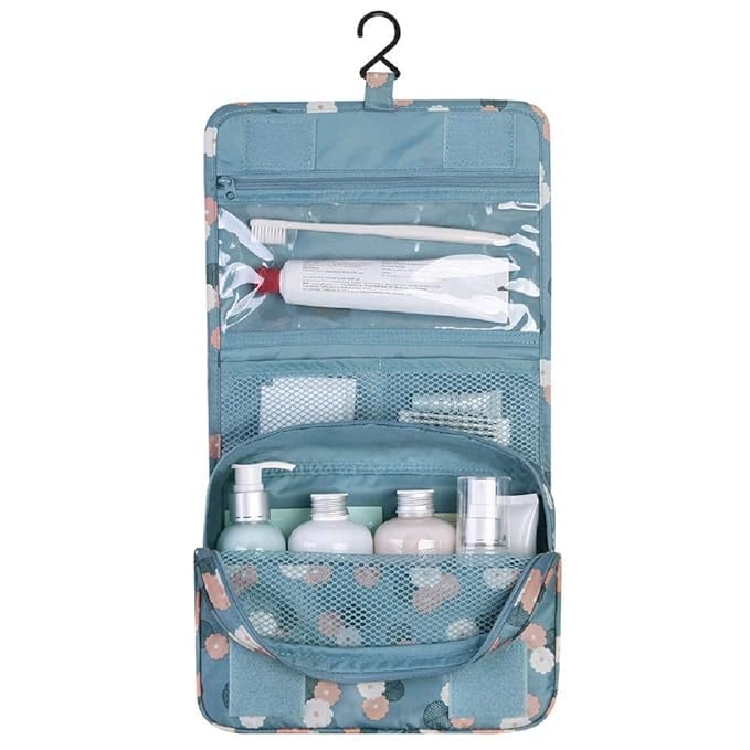 KERFORA MultiFunctional 5 cm Travel Organizer Bag Toiletry Cosmetics Pouch Makeup or Shaving Kit for Men Women Hanging Travel Toiletry Bag Color May Vary - Image 4