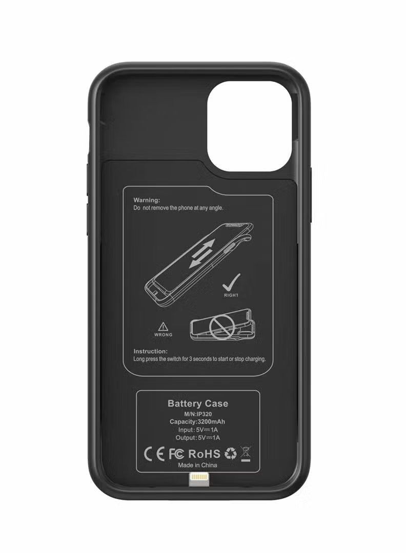 BORTONY Slim and External Backup Battery Power Bank Case Cover 3500mAh for Apple iPhone 11 Pro Black - Image 2