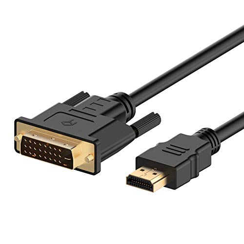 Rankie HDMI to DVI Cable, Male to Male CL3 Rated High Speed Bi-Directional, 6 Feet (Black) - Image 1