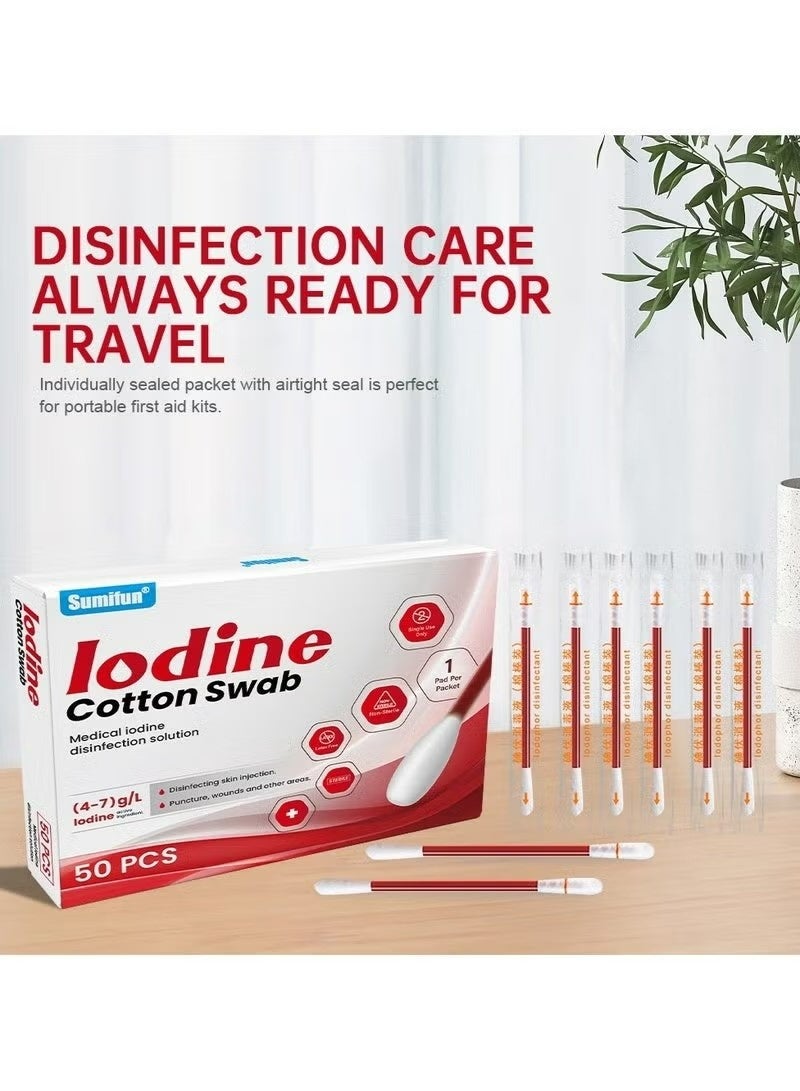 Sumifun Disposable Iodine Cotton Swabs, Suitable for Home, Travel, and Emergency Disinfection, 50 Count - Image 5