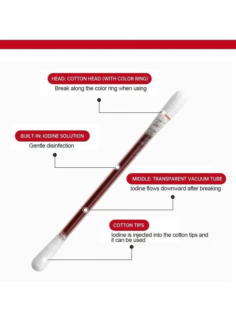 Sumifun Disposable Iodine Cotton Swabs, Suitable for Home, Travel, and Emergency Disinfection, 50 Count - Image 2