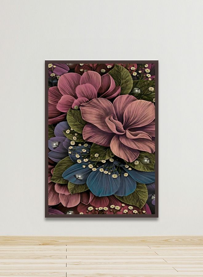 Marktna Canvas Wall Art For Wall Decoration, Flower Design, With A Hollow Brown Frame, Size (120x80),One Piece - Image 1