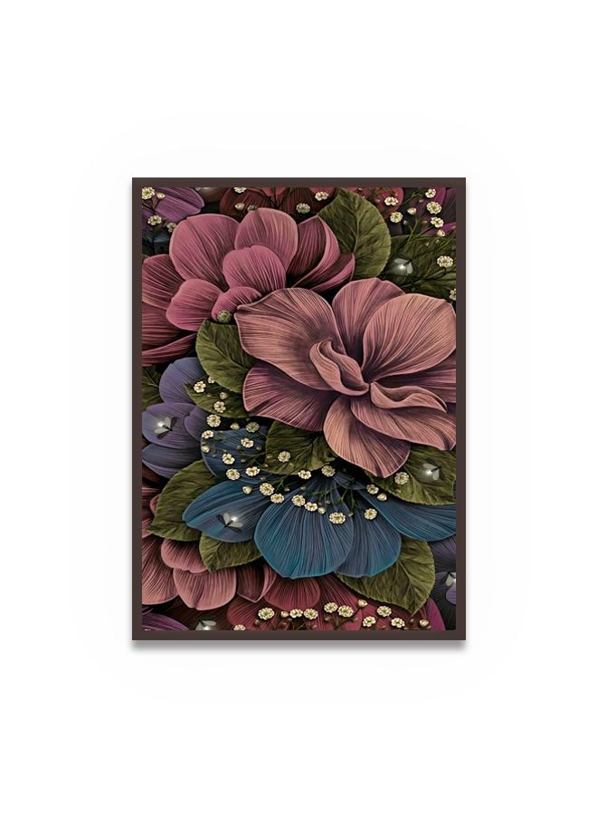 Marktna Canvas Wall Art For Wall Decoration, Flower Design, With A Hollow Brown Frame, Size (120x80),One Piece - Image 2