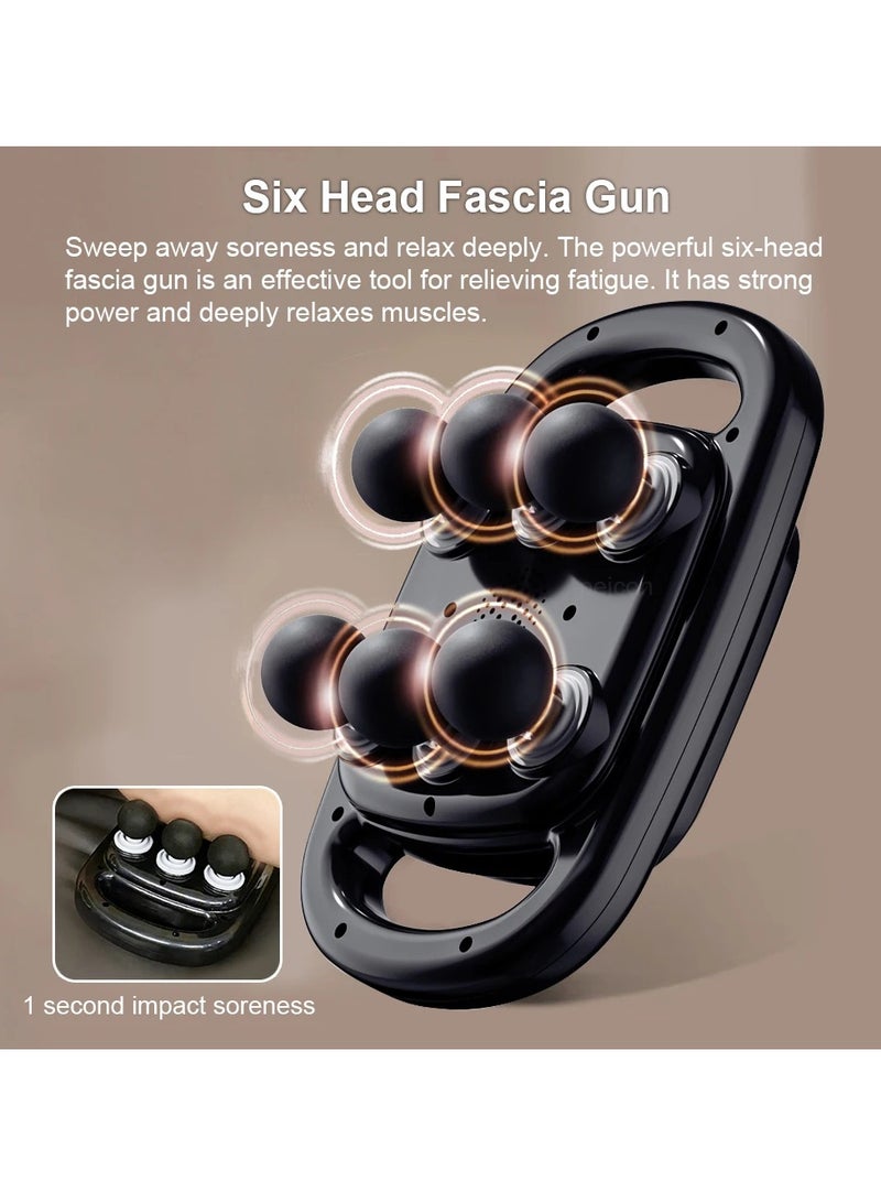 Fascia Gun Muscle Massager Gun Six Heads High Frequency Neck Waist Massage Machine Neck Shoulder Professional Fascia Massage Gun - Image 4