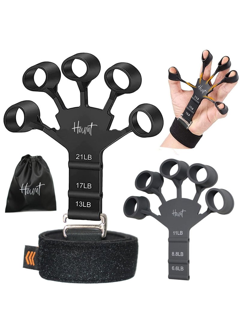 Houmt Hand Grip Strengthener 6 Adjustable Levels Upgraded Metal Hook Hand Exerciser Finger Stretcher Gripper Band Trainer for Hand Therapy 2 Pcs  - Image 1