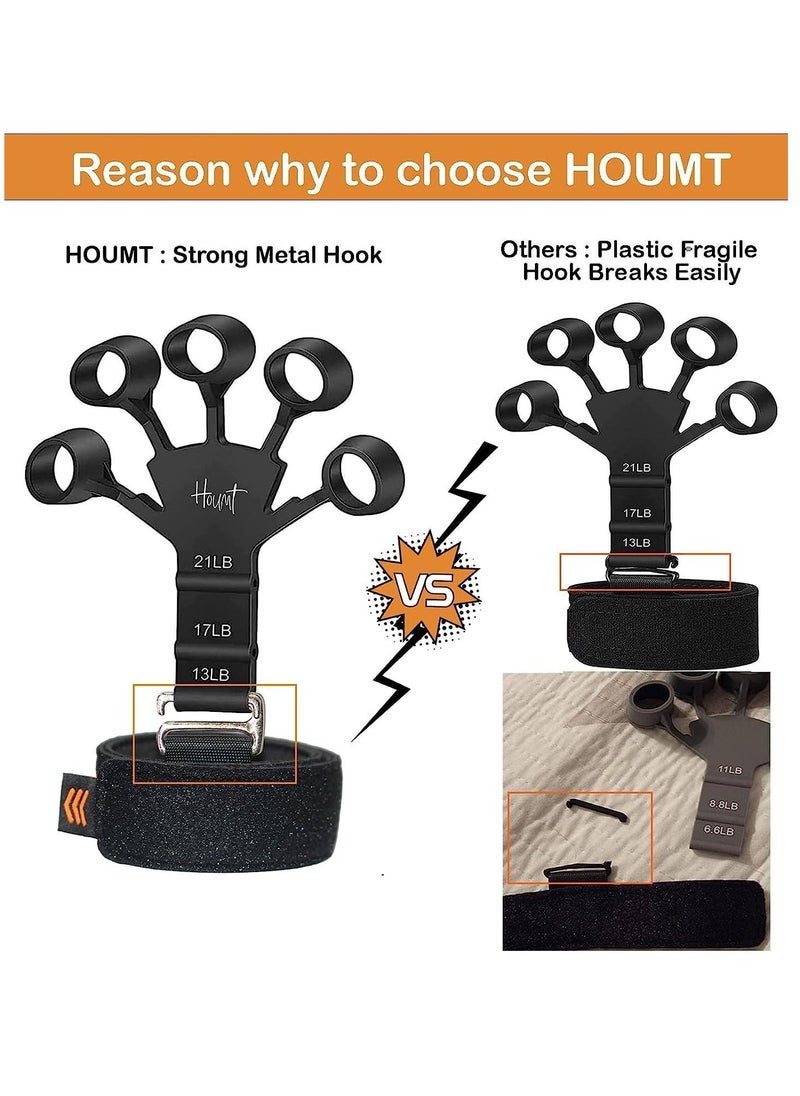 Houmt Hand Grip Strengthener 6 Adjustable Levels Upgraded Metal Hook Hand Exerciser Finger Stretcher Gripper Band Trainer for Hand Therapy 2 Pcs  - Image 4