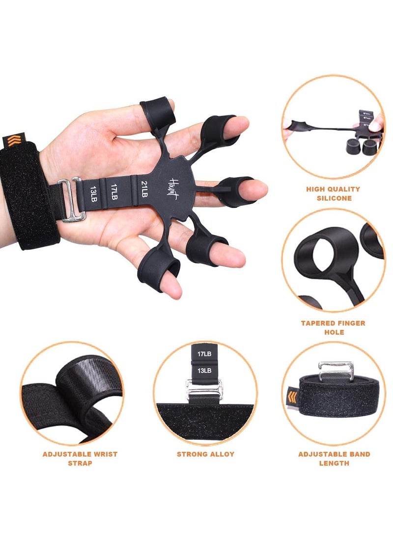 Houmt Hand Grip Strengthener 6 Adjustable Levels Upgraded Metal Hook Hand Exerciser Finger Stretcher Gripper Band Trainer for Hand Therapy 2 Pcs  - Image 3