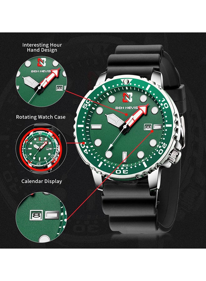 BEN NEVIS Waterproof Quartz Wrist Watch for Men - BN3010G-BlackGreen - Image 4