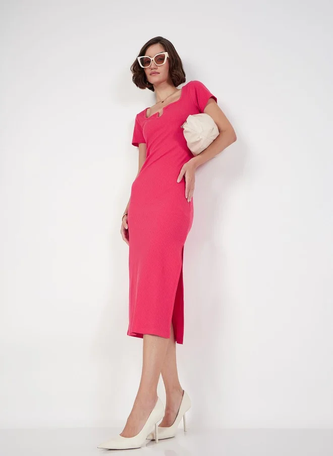 Pink Sheath Midi Dress for Women