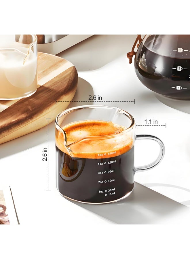 موندا مجموعة من كوبين إسبرسو سعة 150 مل، كوب صغير لإسبريسو بمقبض، أكواب قهوة زجاجية بفوهتين، كوب كابتشينو مقاوم للحرارة من البورسليكات، ملحقات بار القهوة، صغير - Image 4