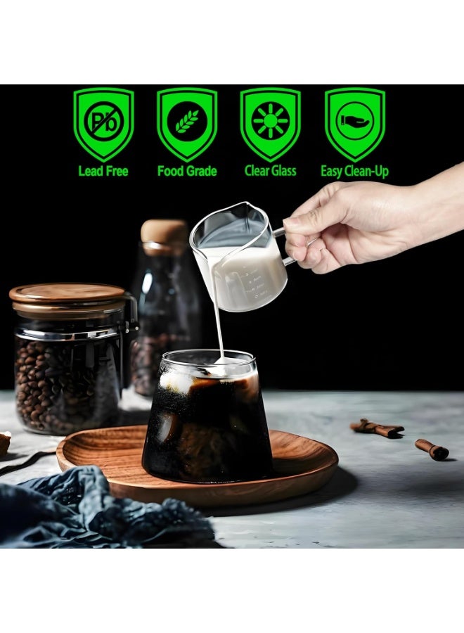 موندا مجموعة من كوبين إسبرسو سعة 150 مل، كوب صغير لإسبريسو بمقبض، أكواب قهوة زجاجية بفوهتين، كوب كابتشينو مقاوم للحرارة من البورسليكات، ملحقات بار القهوة، صغير - Image 3