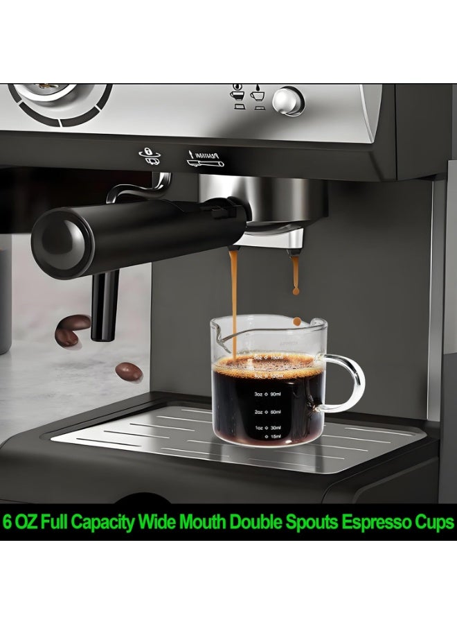 موندا مجموعة من كوبين إسبرسو سعة 150 مل، كوب صغير لإسبريسو بمقبض، أكواب قهوة زجاجية بفوهتين، كوب كابتشينو مقاوم للحرارة من البورسليكات، ملحقات بار القهوة، صغير - Image 2