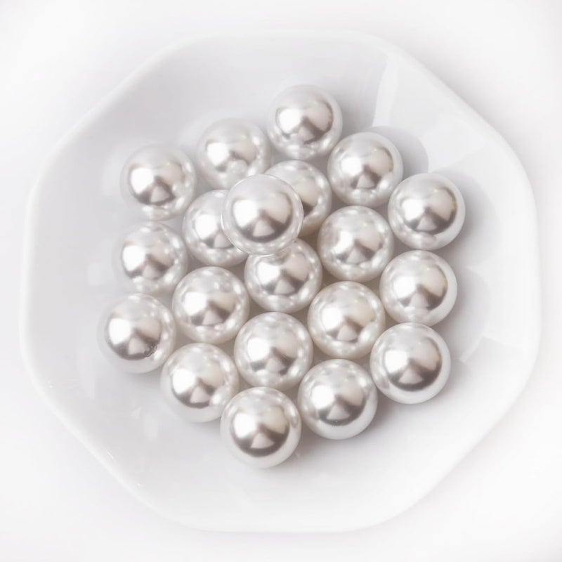 YIXUAN High Gloss Beads, 20 Pieces 25 mm Faux Pearls without Hole, Artificial Pearls without Drilling for Vase Fillers, DIY Crafts, Table Decoration, Wedding Decoration, Home Accessories - Image 1