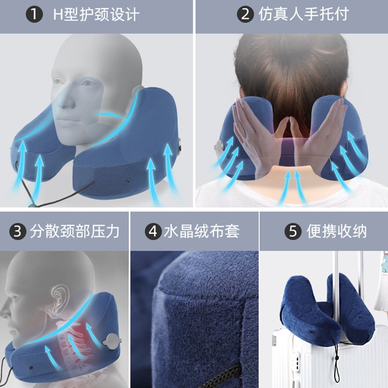 Neck pillow travel U-shaped pillow inflatable pillow H hooded nap pillow outdoor car long distance aircraft neck pillow wholesale - Image 4