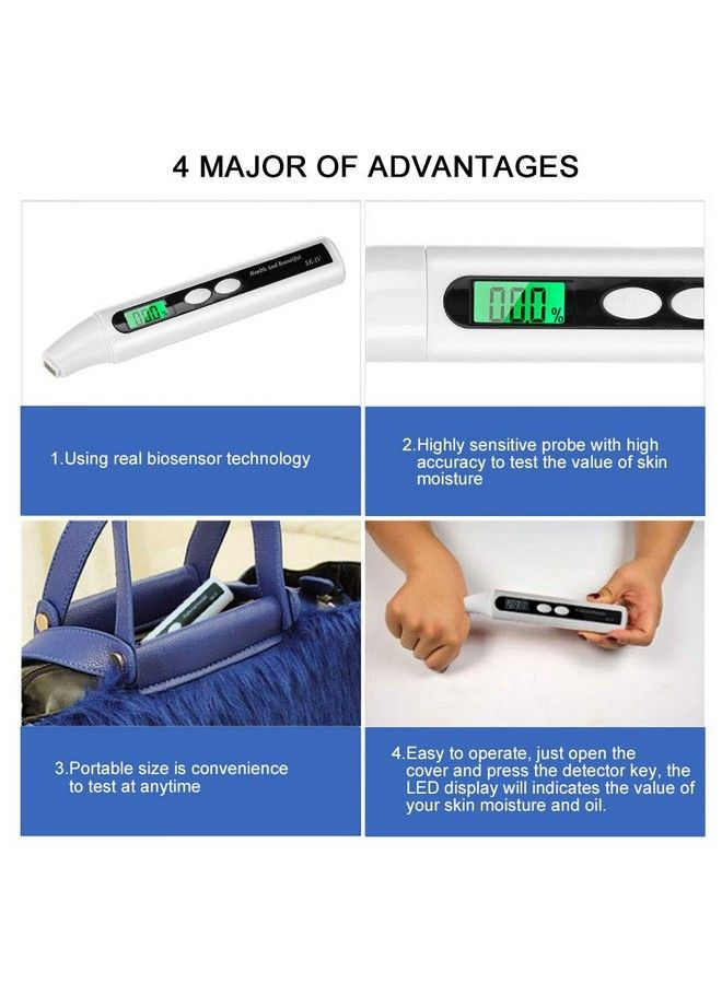 Sonew Digital Skin Moisture Detector Portable Facial Oil Content Analyzer Lcd Display Skin Care Tester Detector Face Care Monitor(White)  - Image 5