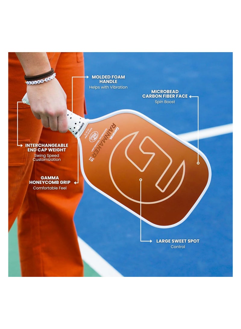 Gamma GAMMA Rainmaker Pickleball Paddle – Lightweight, Large Sweet Spot, Microbead Carbon Fiber Face for Spin & Control, Customizable Swing Weight – Available in 6 Colors  - Image 2